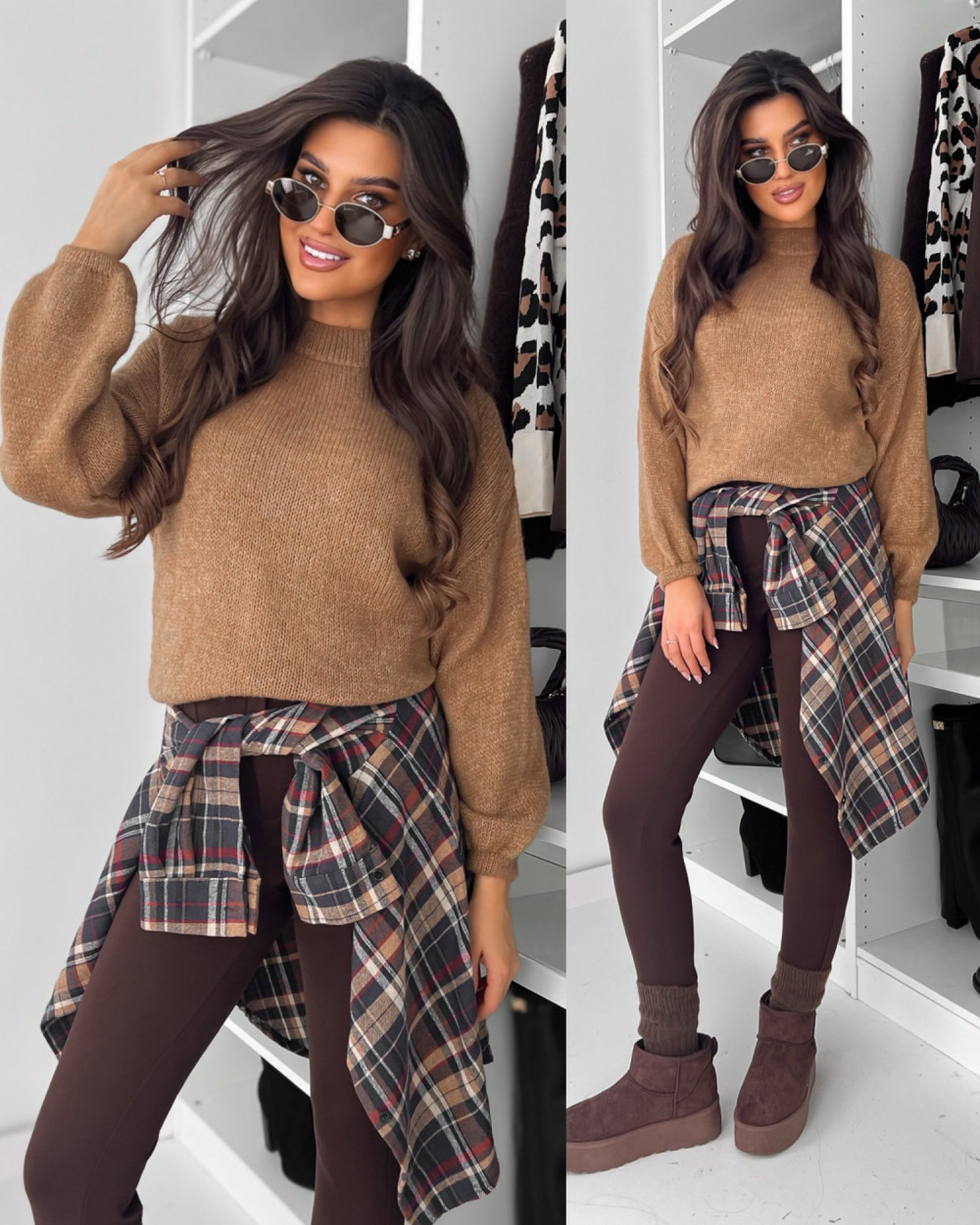 SWETEREK LAMA Z ALPAKĄ - CINAMON