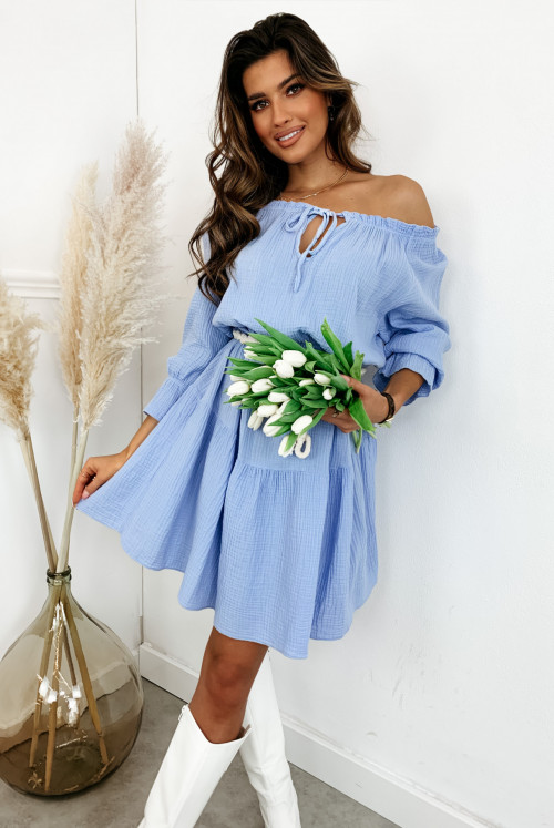 SUKIENKA MUŚLINOWA ABBY - baby blue