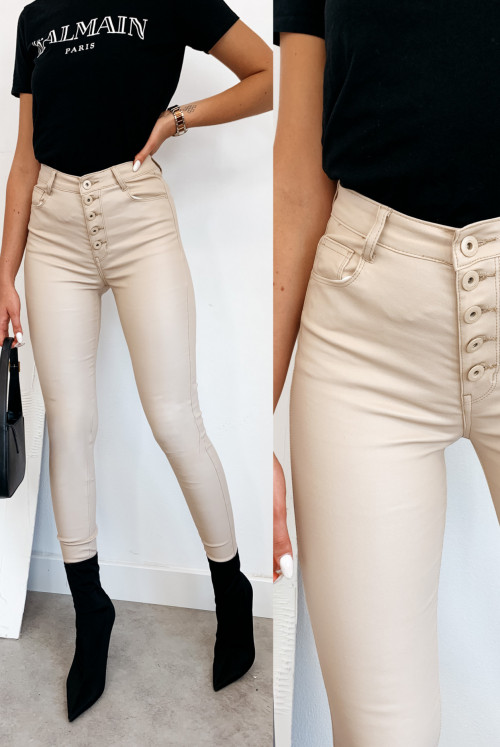 SPODNIE WOSKOWANE JUICY - beige