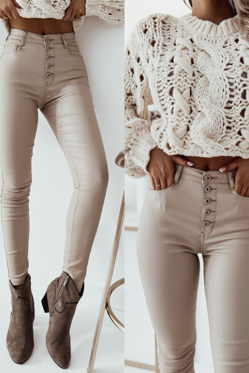 SPODNIE WOSKOWANE JUICY - beige