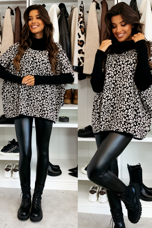 SWETEREK OVERSIZE ILUMA - black leopard