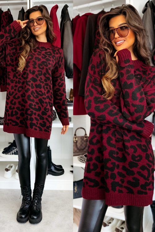 SWETEREK LONG LEOPARD - burgund