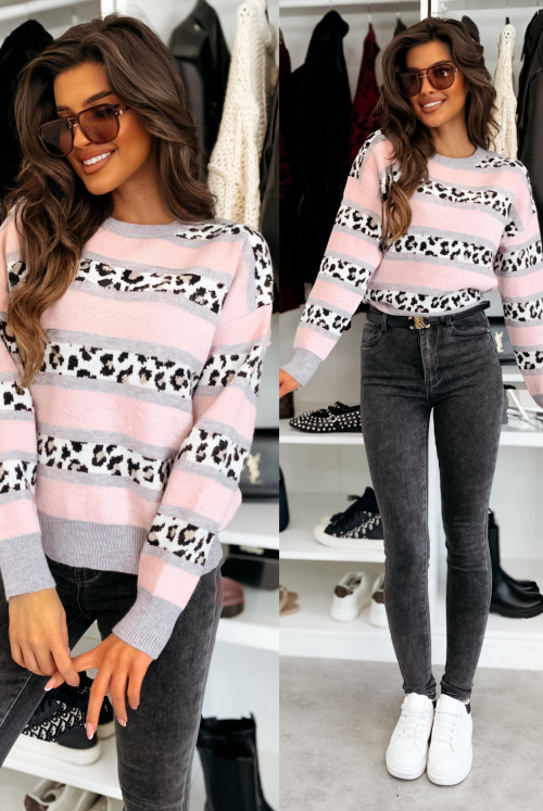 SWETEREK CHANTY LEOPARD - gray, pink