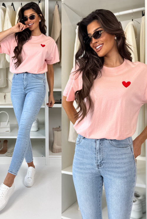 T-SHIRT HEART - peach