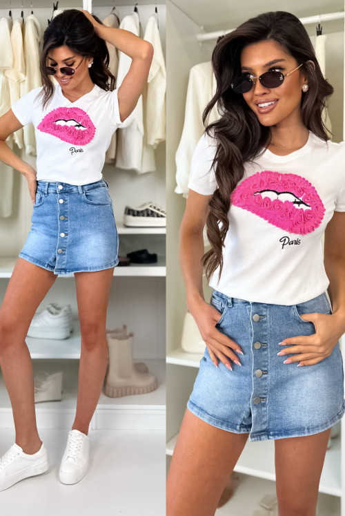 T-SHIRT LIPS - white