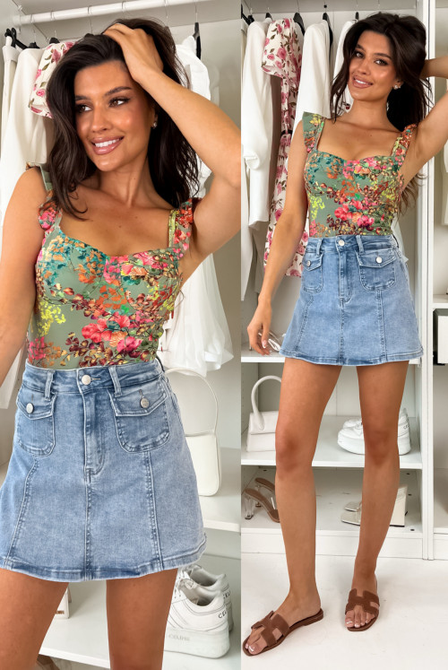BODY KIMBERLY - khaki mini flower