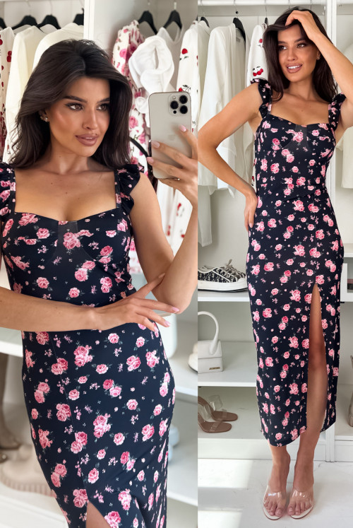 SUKIENKA KIMBERLY - black roses
