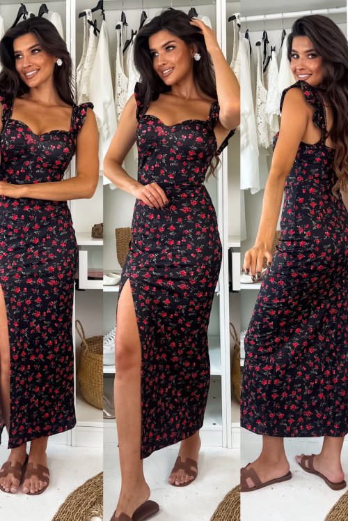 SUKIENKA KIMBERLY - black mini flower