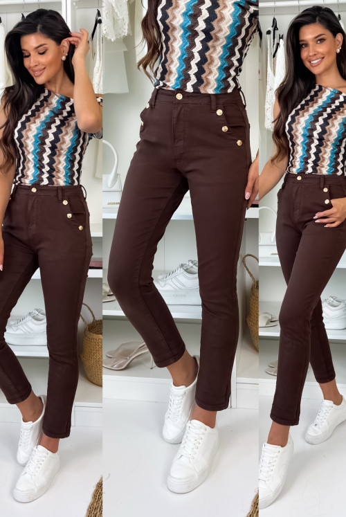 SPODNIE MOMFIT DASH Z PASKIEM - CHOCOLATE