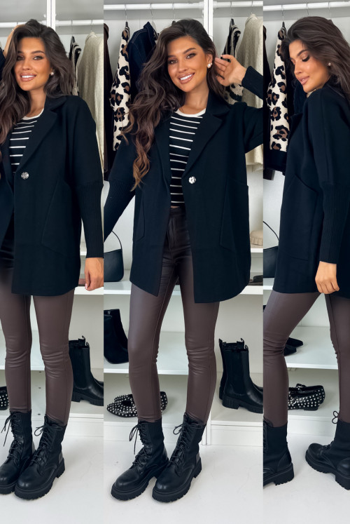 KARDIGAN PULLOVER - black