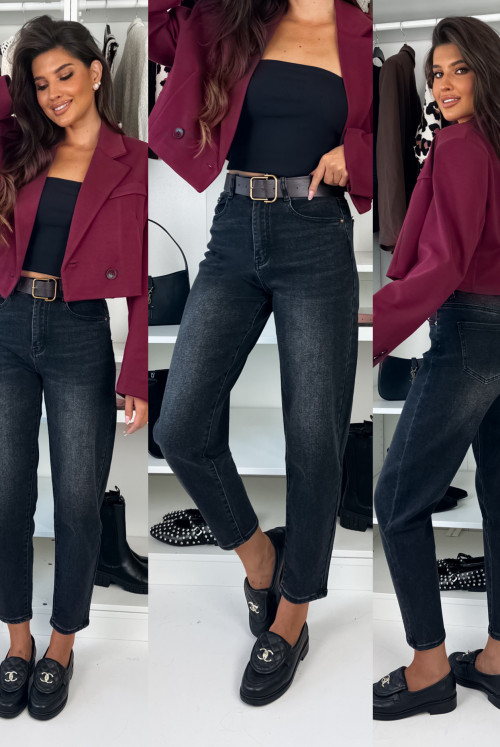 JEANSY MOMFIT RAYCER Z PASKIEM