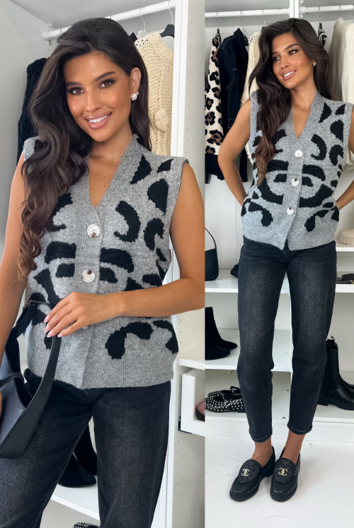SWETEREK CHARLOTT LEOPARD GRAY