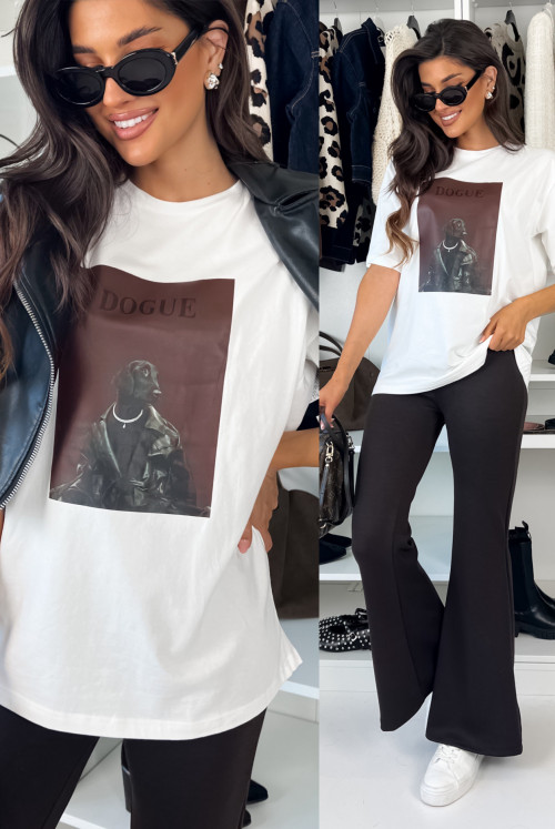 T-SHIRT LONG DOGUE - white chocolate