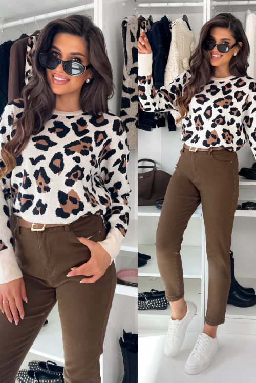 SWETEREK CHARLO LEOPARD - BEIGE