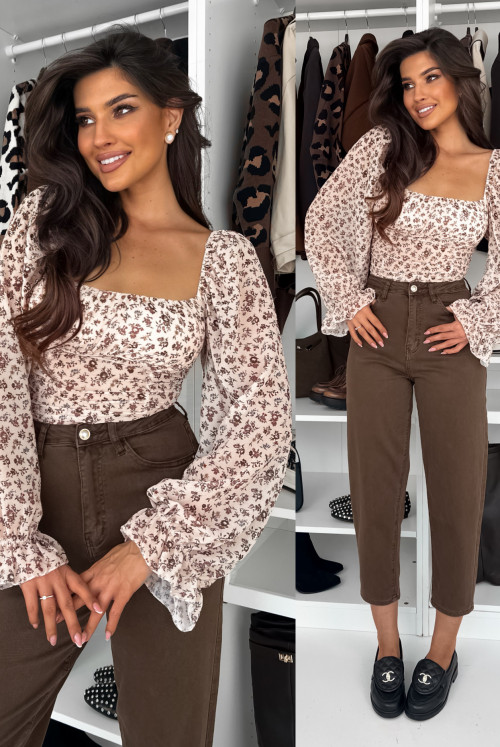 BLUZECZKA FEMME MINI FLOWER - beige