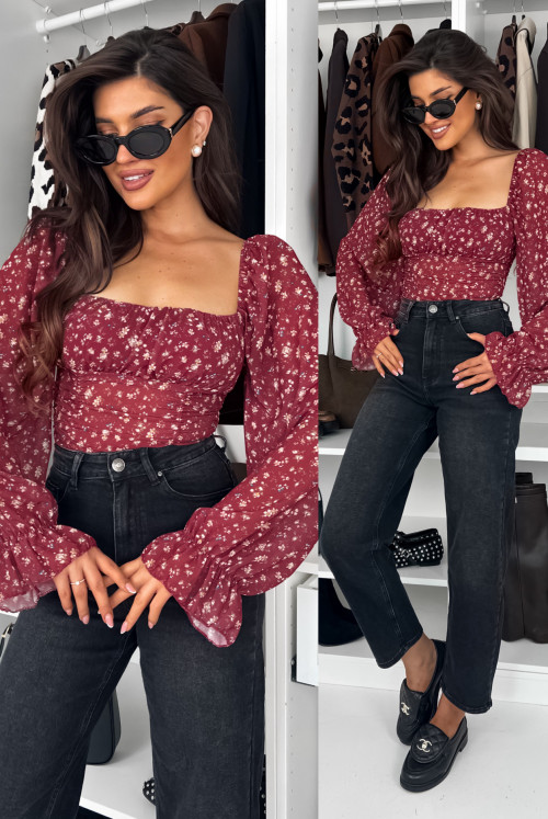 BLUZECZKA FEMME MINI FLOWER - bordo