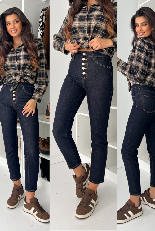 JEANSY MOMFIT HIGHT WAIST DARK DENIM