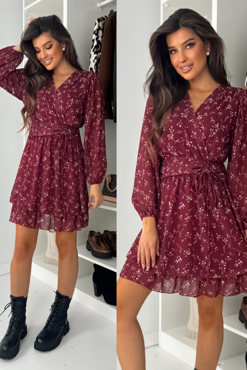 SUKIENKA MONYC - mini flower bordo