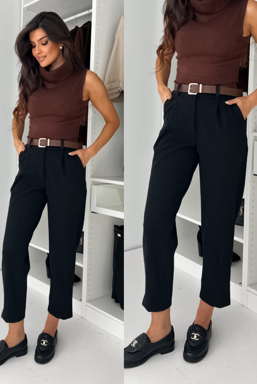 SPODNIE GABBEN Z PASKIEM - BLACK