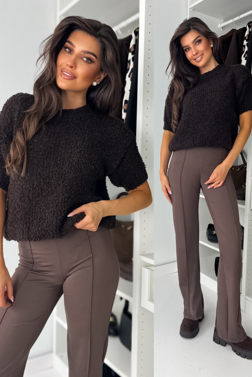 SWETEREK LESHK SHORT Z LAMĄ - choco