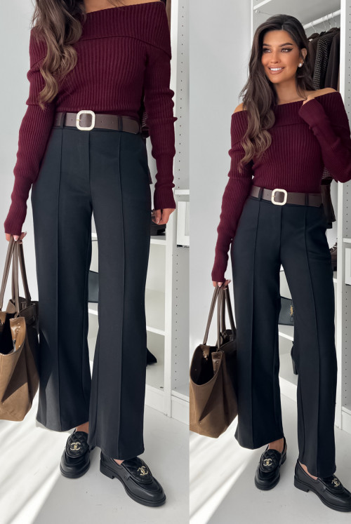 SPODNIE CAMILLA Z PASKIEM - black