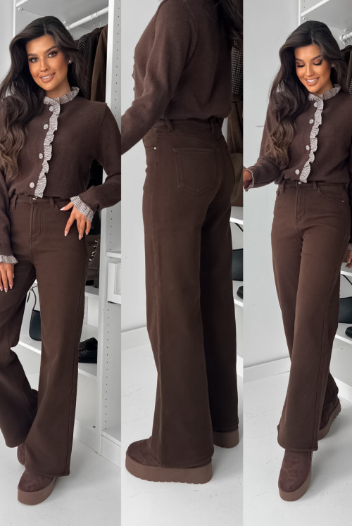 SPODNIE OCIEPLANE WIDELEG CHOCO