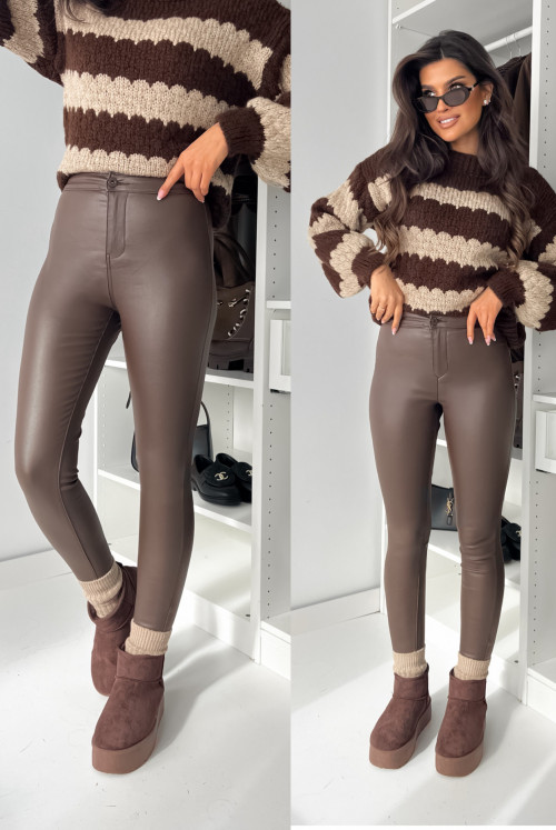 SPODNIE WOSKOWANE CLASSYC LAULY CHOCO