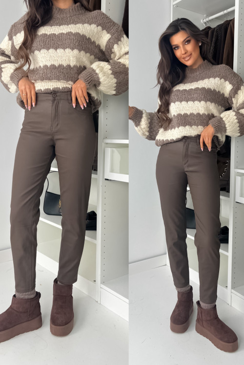 SPODNIE WOSKOWANE MOMFIT CHOCO