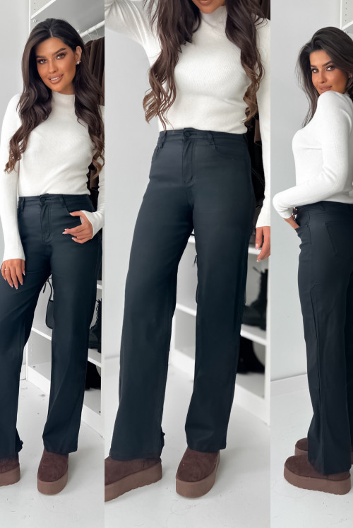 SPODNIE WOSKOWANE WIDE LEG CLASSYC BLACK