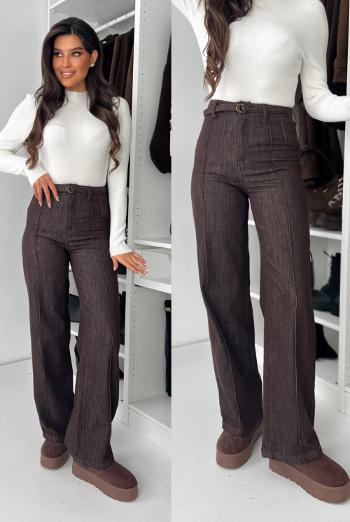 SPODNIE WIDE LEG CHOCOLATE