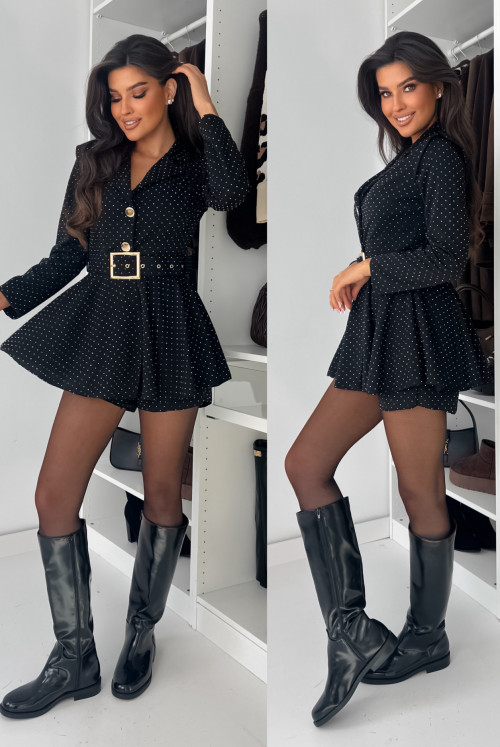 KOMBINEZON CHARLOTTE Z PASKIEM - SHINE BLACK